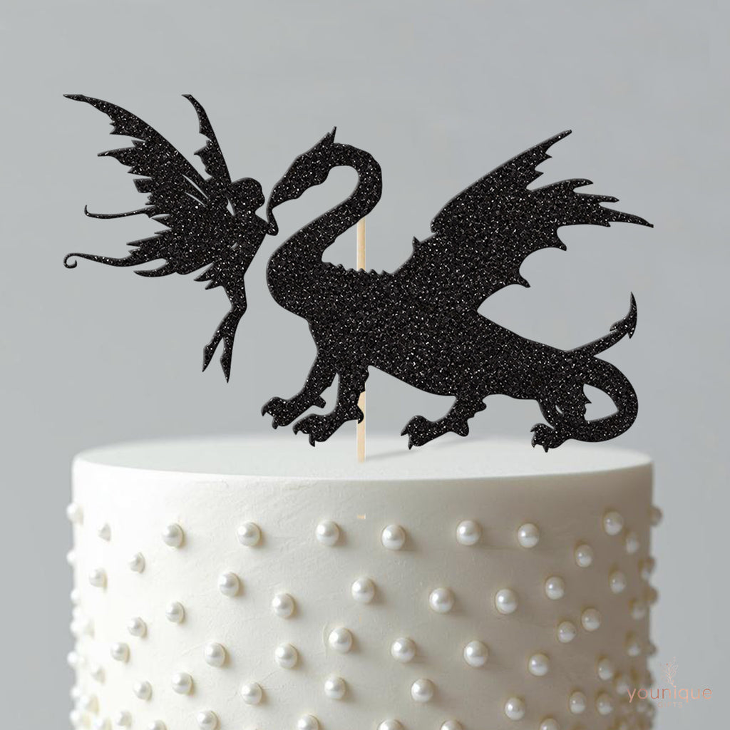 Dragon and Fairy Silhouette Cake Topper - view 4
