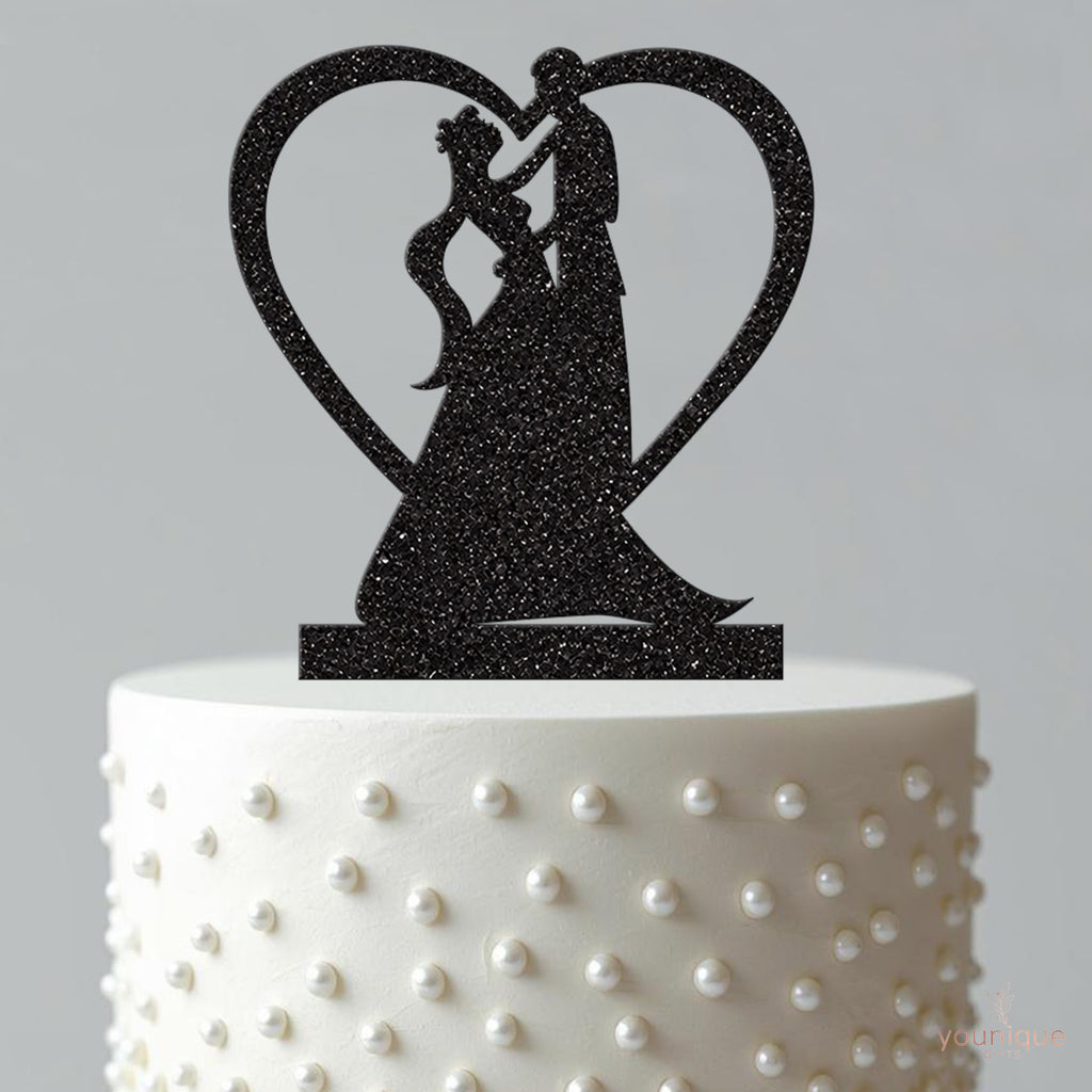 Romantic Couple Heart Wedding Cake Topper - view 4