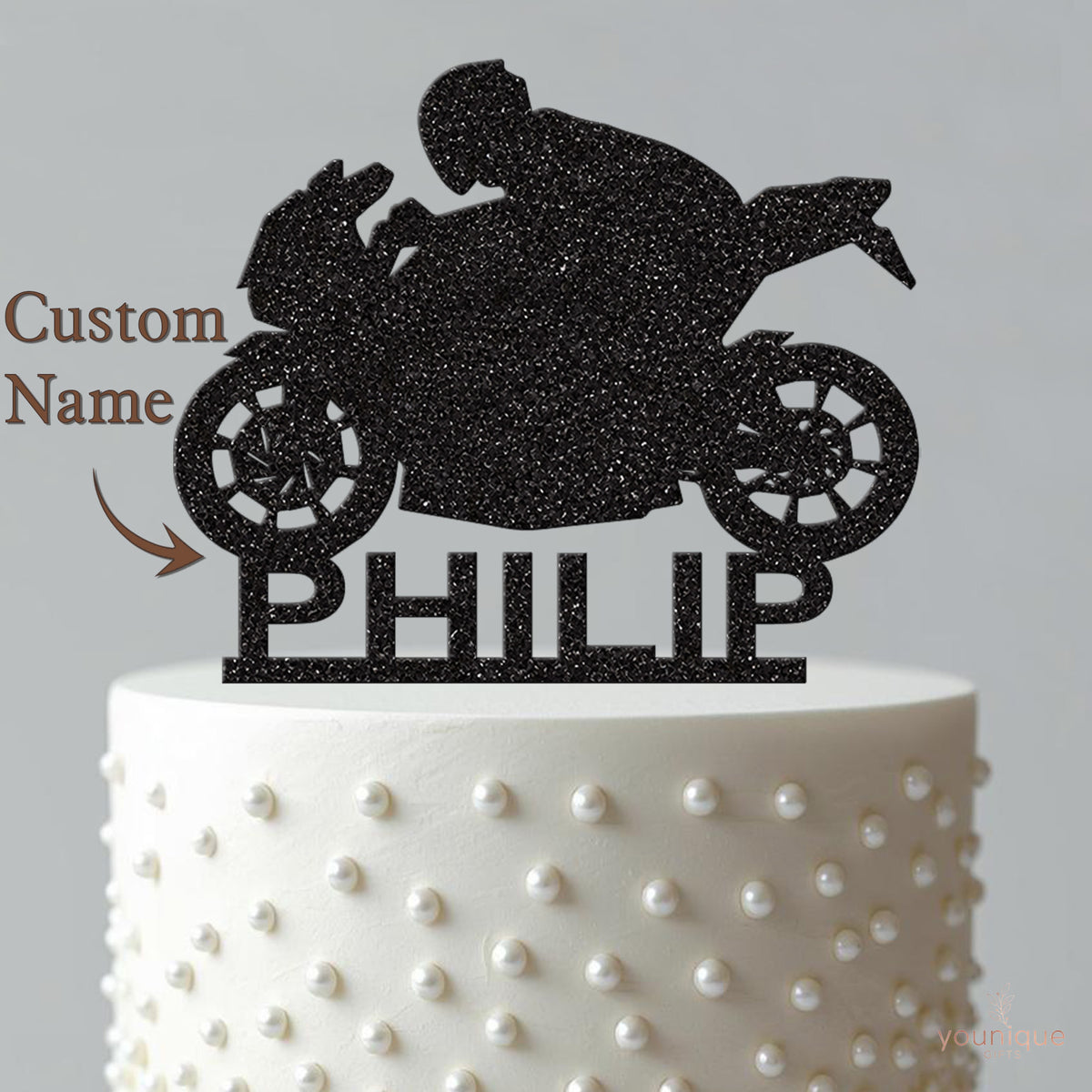 Personalised Road Racing Motorbike Cake Topper – Name - view 4