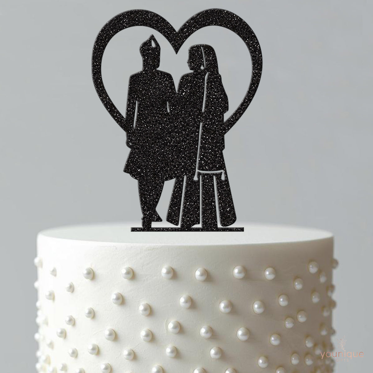 Traditional Wedding Couple Heart Cake Topper - view 4
