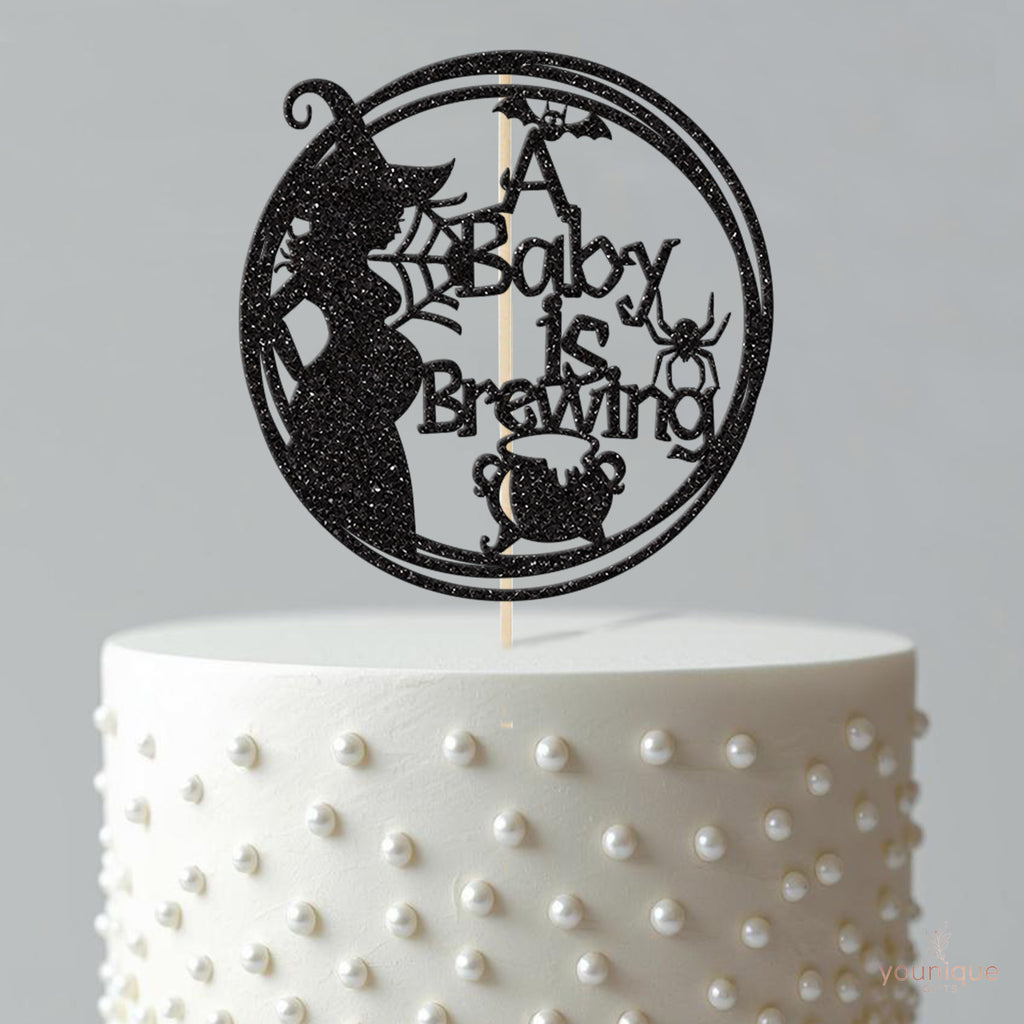 A Baby is Brewing Witch Hoop Baby Shower Cake Topper - view 4