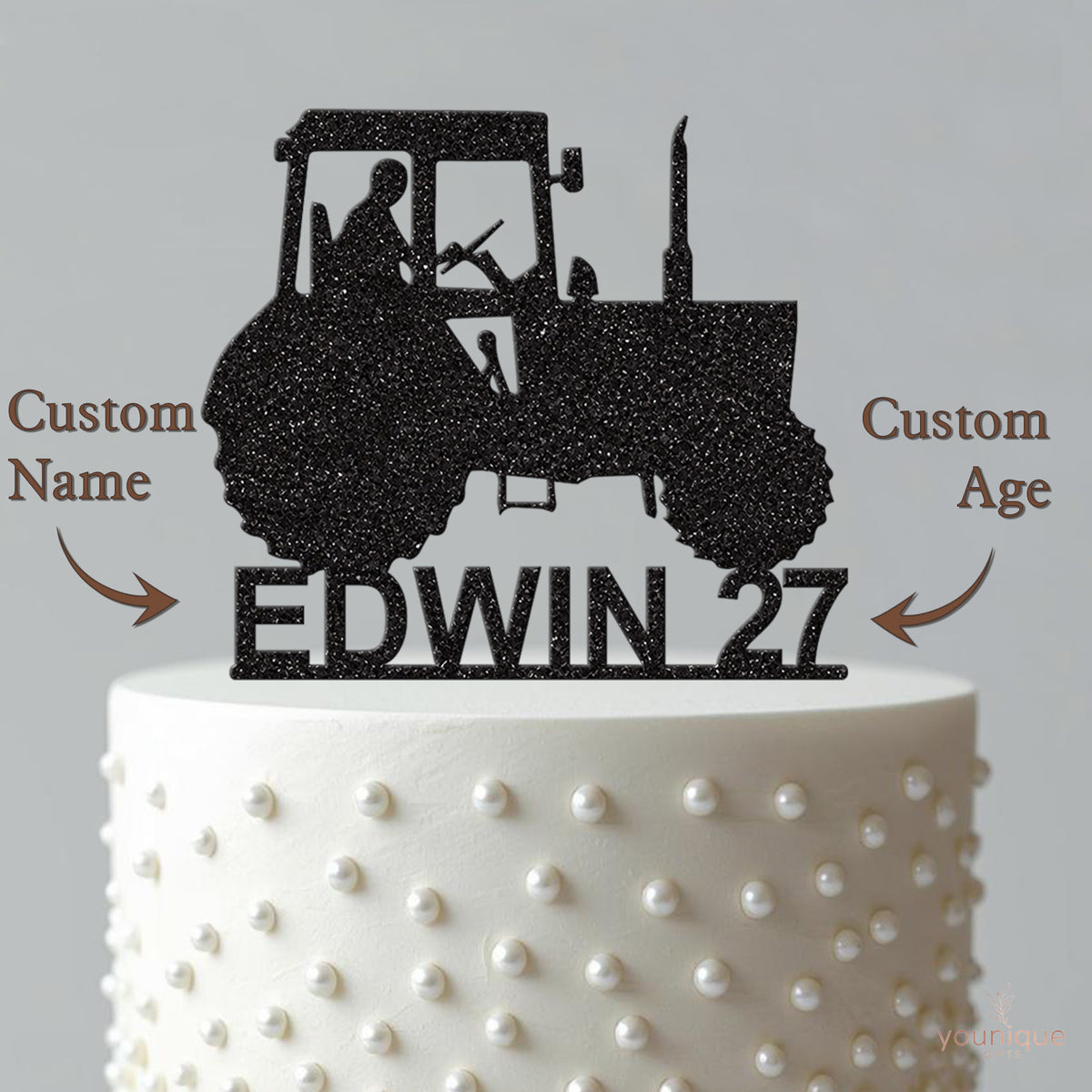 Personalised Tractor and Driver Cake Topper – Name & Age - view 4