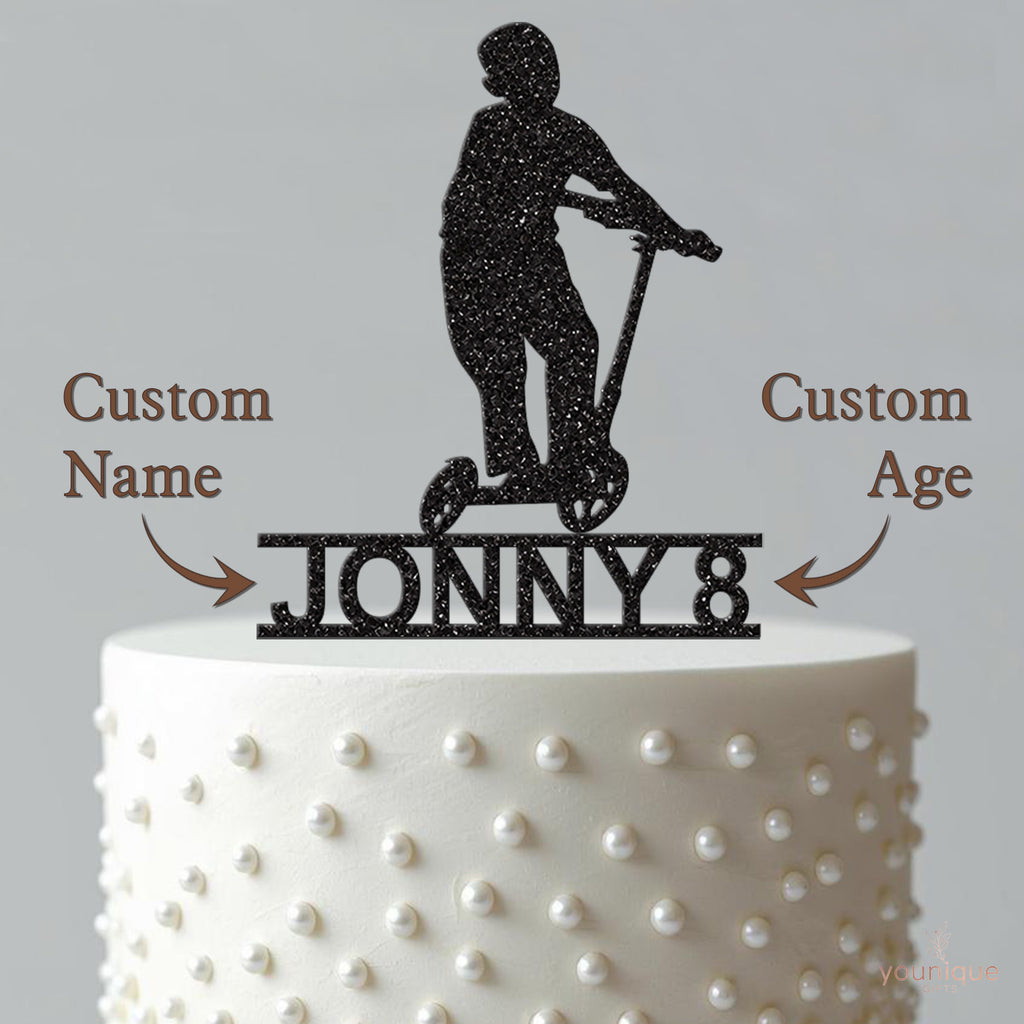 Personalised Standing Scooter Rider Cake Topper – Name & Age - view 4