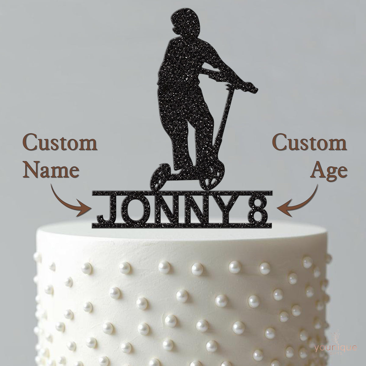 Personalised Standing Scooter Rider Cake Topper – Name & Age - view 4