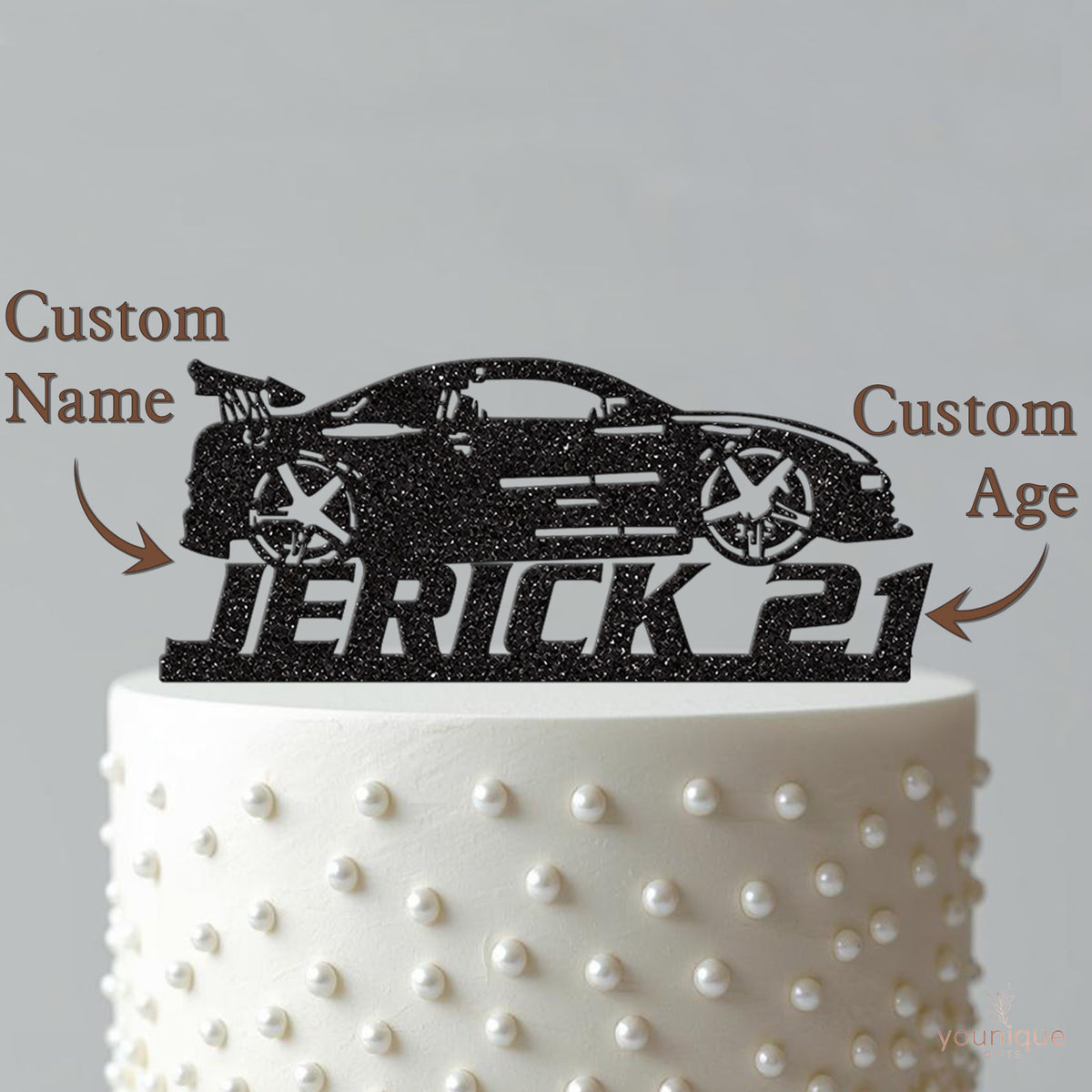 Personalised Drifting Sports Car Cake Topper – Name & Age - view 4