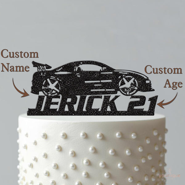 Personalised Drifting Sports Car Cake Topper – Name & Age - view 4