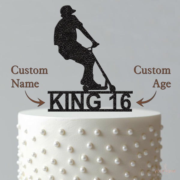 Personalised Leaning Scooter Rider Cake Topper – Name & Age - view 4