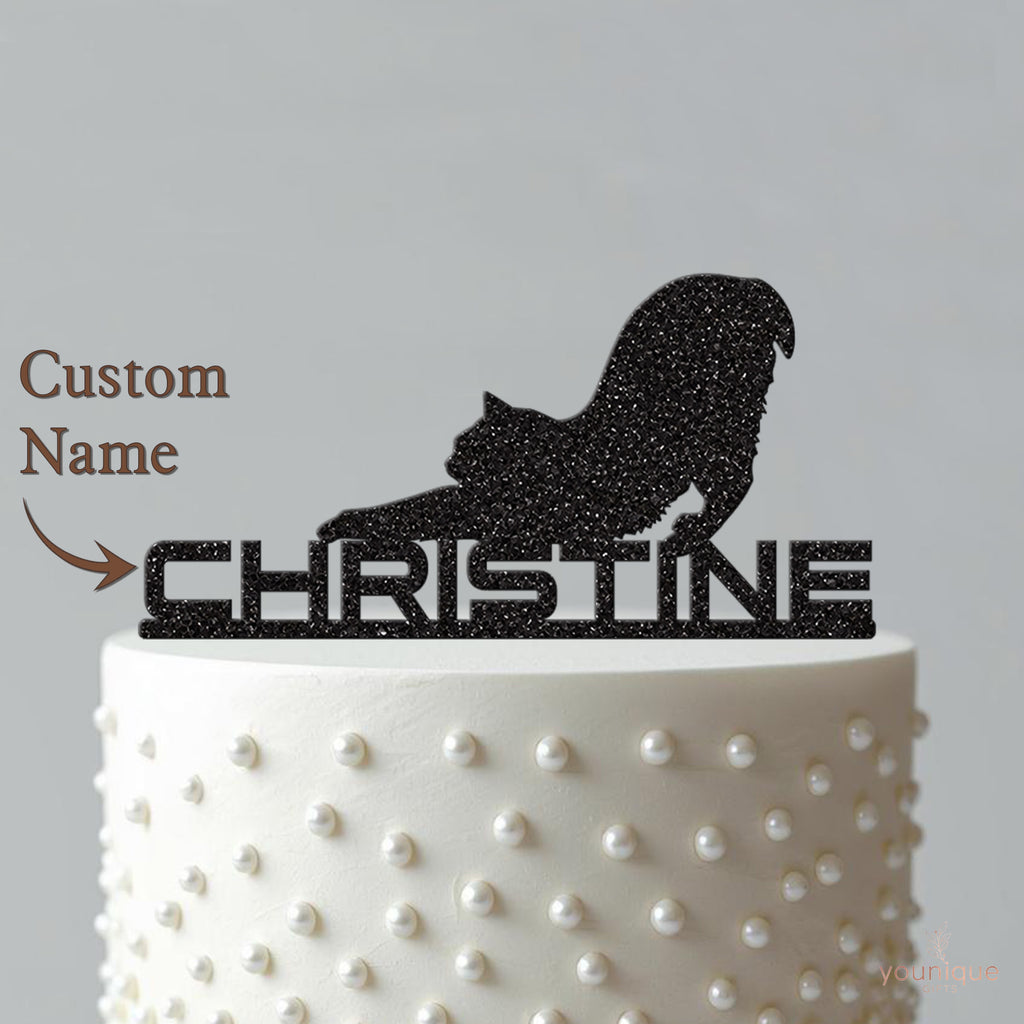 Personalised Stretching Cat Cake Topper – Name - view 4