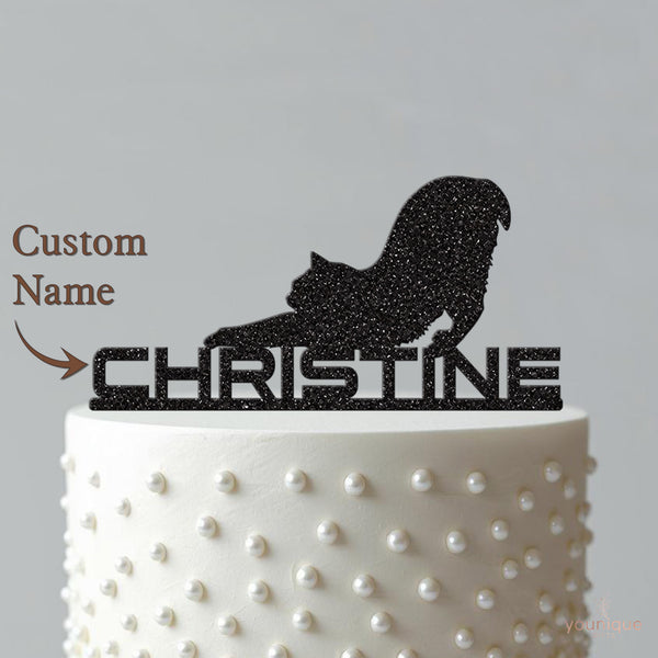 Personalised Stretching Cat Cake Topper – Name - view 4