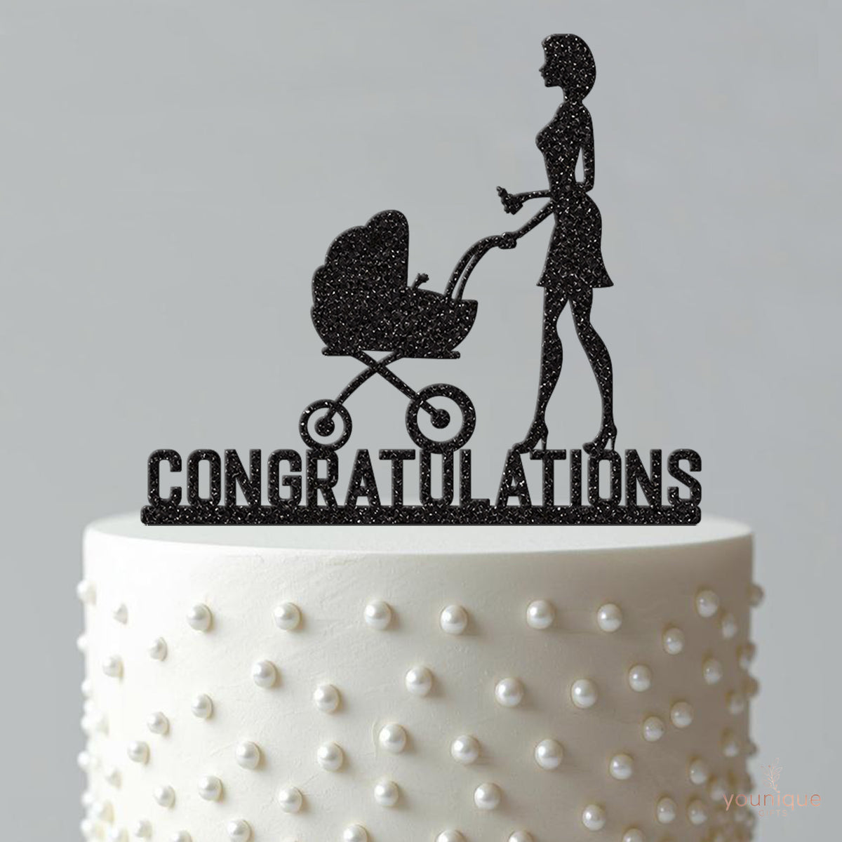 Congratulations Mum & Pram Baby Shower Cake Topper - view 4