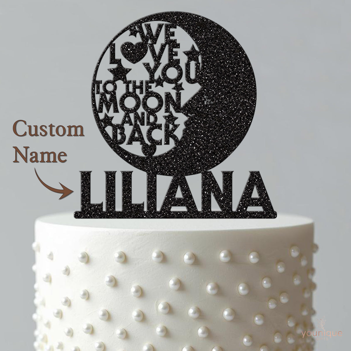 Personalised Love You to the Moon and Back Cake Topper – Name - view 4