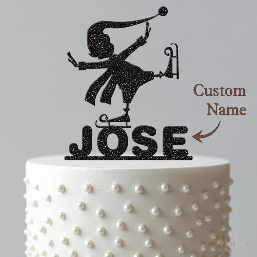 Personalised Ice Skating Elf Cake Topper – Name - view 4
