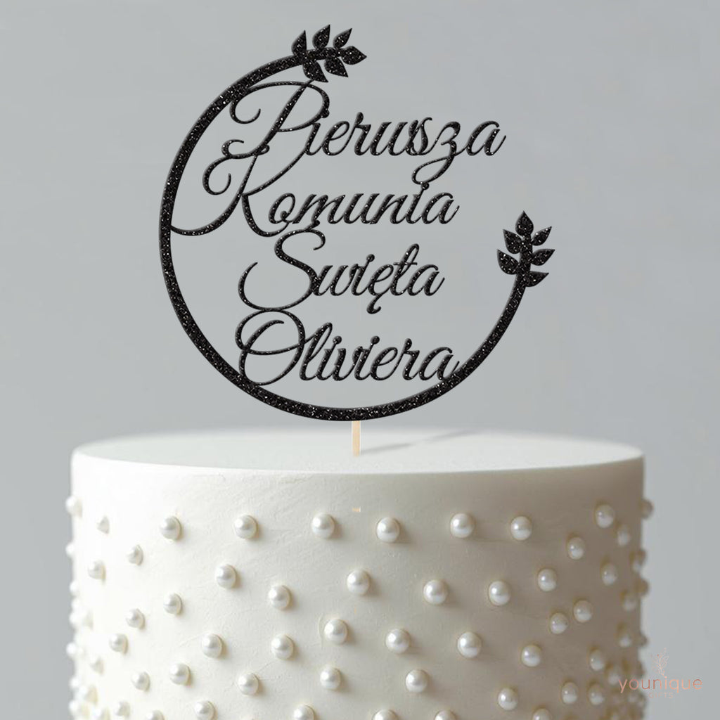 Personalised Polish Communion Open Wreath Cake Topper – Name - view 4