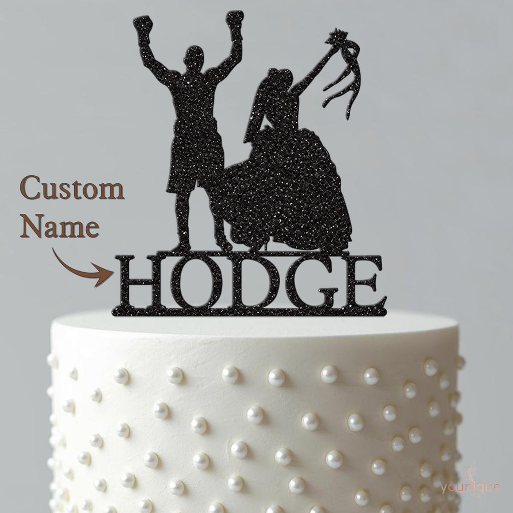 Personalised Boxer and Bride Wedding Cake Topper – Surname - view 4