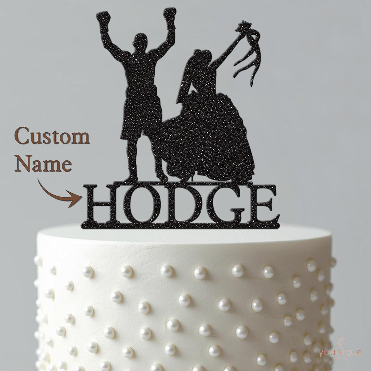 Personalised Boxer and Bride Wedding Cake Topper – Surname - view 4
