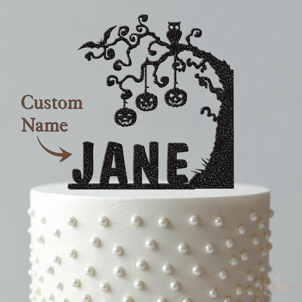 Personalised Hanging Pumpkin Tree Cake Topper – Name - view 4