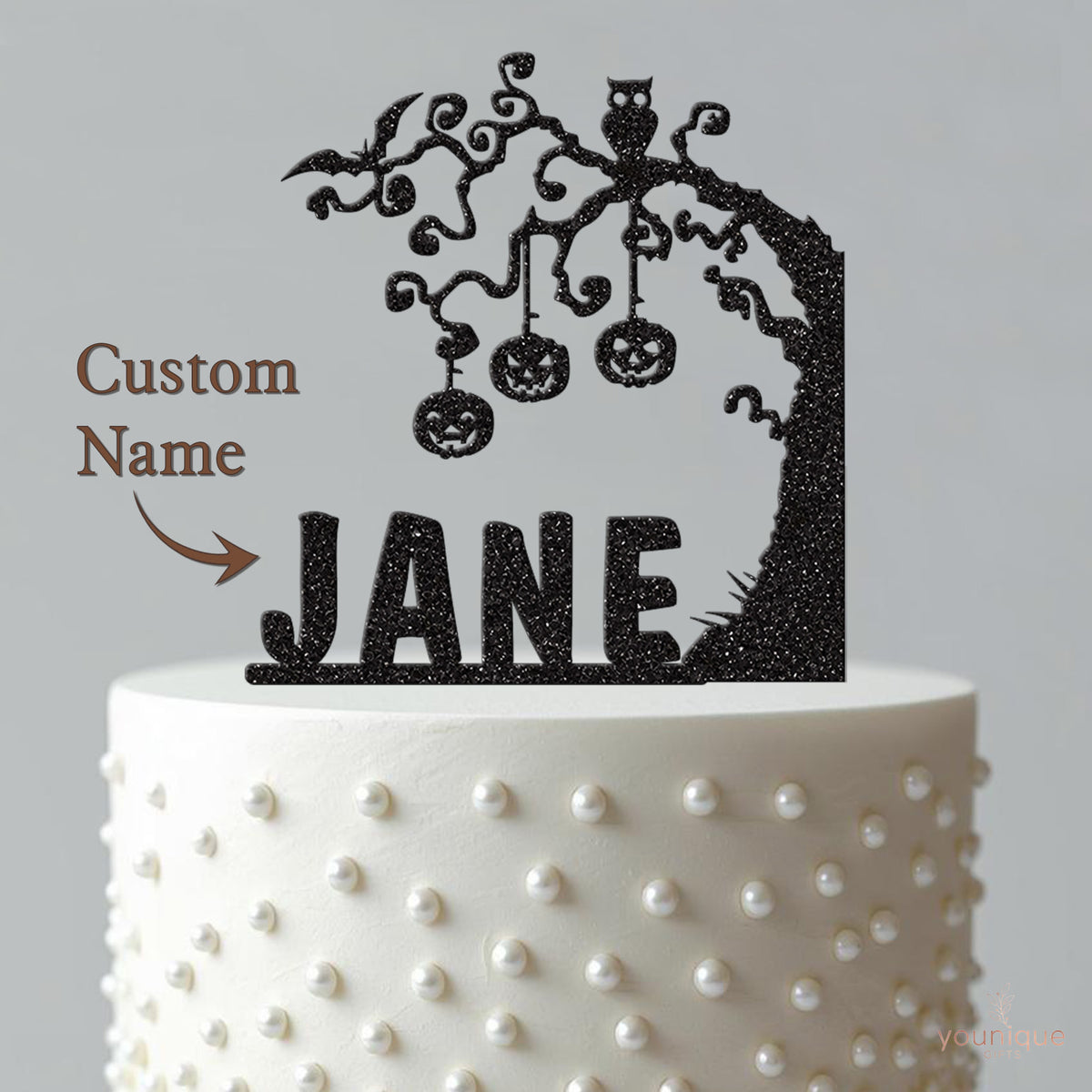 Personalised Hanging Pumpkin Tree Cake Topper – Name - view 4