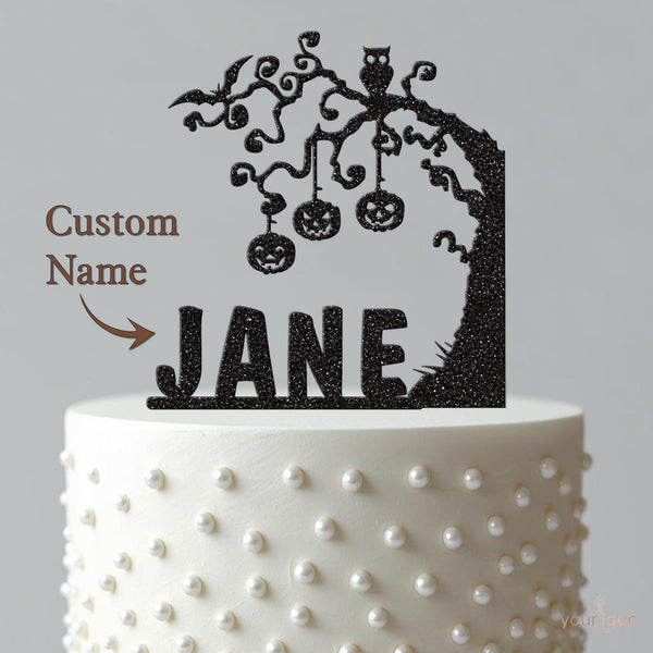Personalised Hanging Pumpkin Tree Cake Topper – Name - view 4