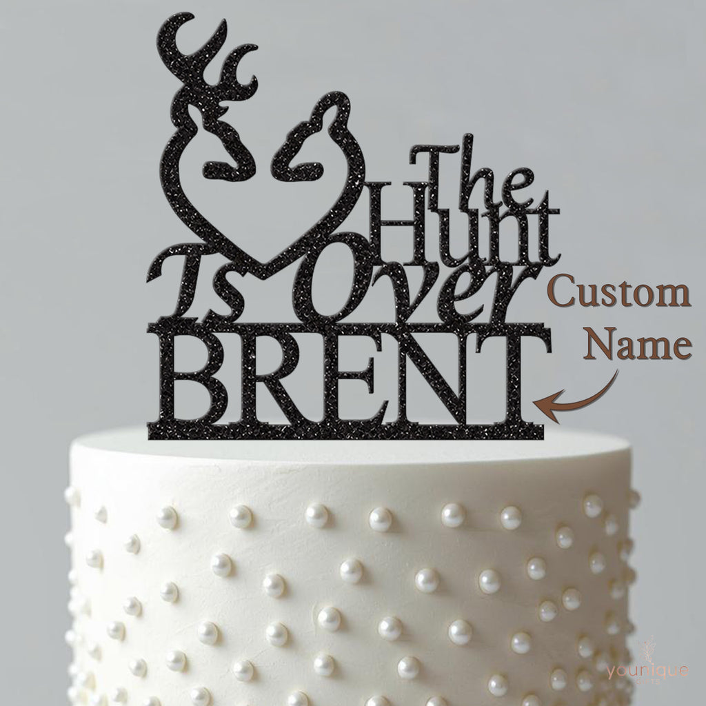 Personalised The Hunt Is Over Deer Wedding Cake Topper – Surname - view 4