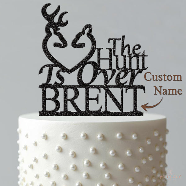 Personalised The Hunt Is Over Deer Wedding Cake Topper – Surname - view 4