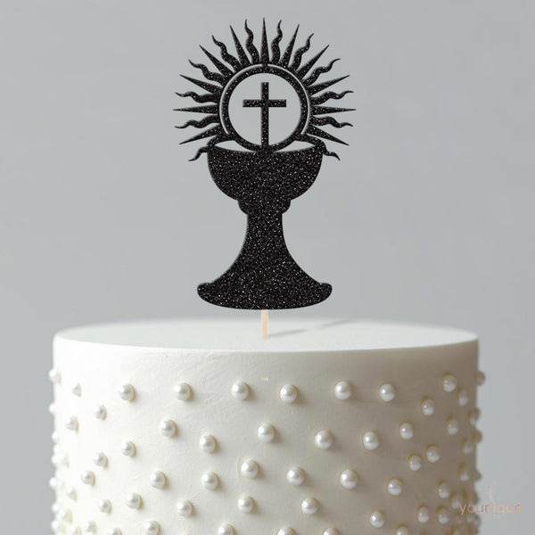 Chalice and Radiant Cross Holy Communion Cake Topper - view 4