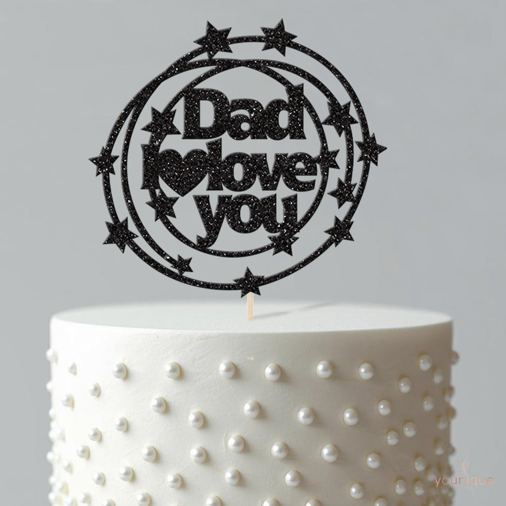 Dad I Love You Stars Circle Cake Topper - view 4