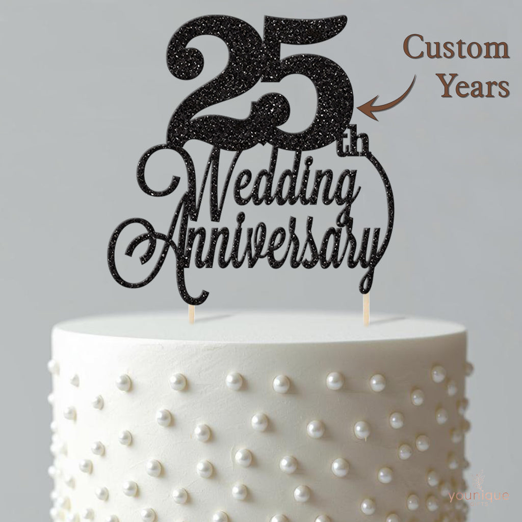 25th Wedding Anniversary Script Cake Topper - view 4