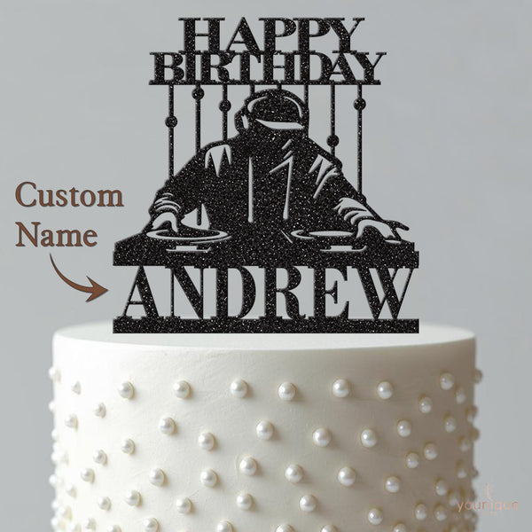 Personalised DJ Mixing Decks Cake Topper – Name - view 4