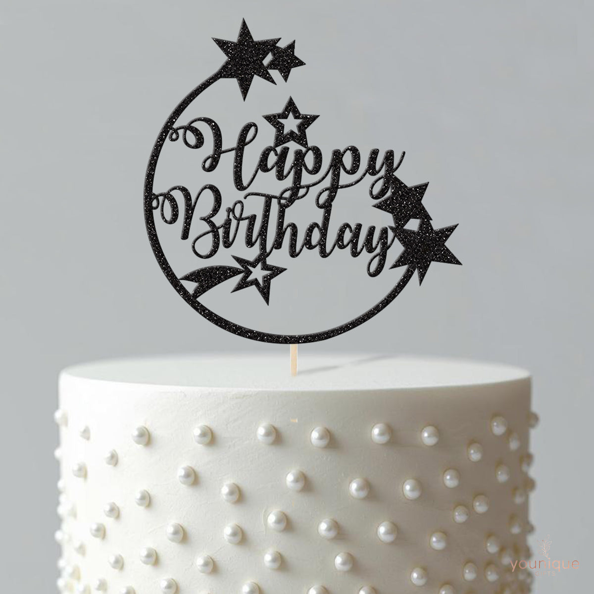 Happy Birthday Shooting Stars Circle Cake Topper - view 4