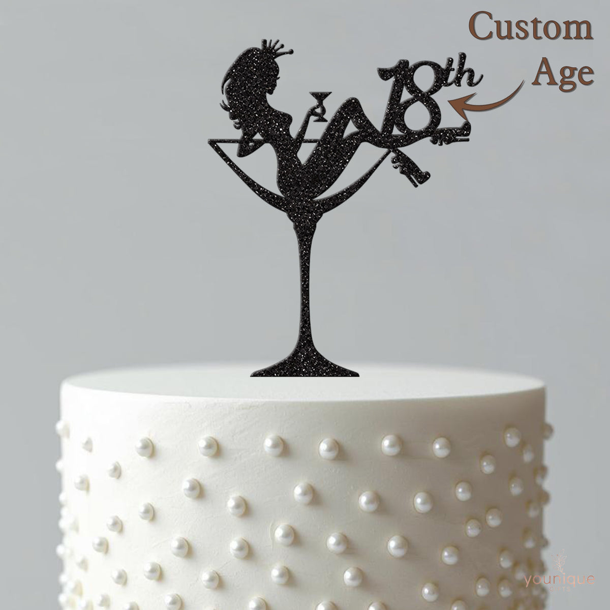 18th Birthday Cocktail Glass Woman Cake Topper - view 4