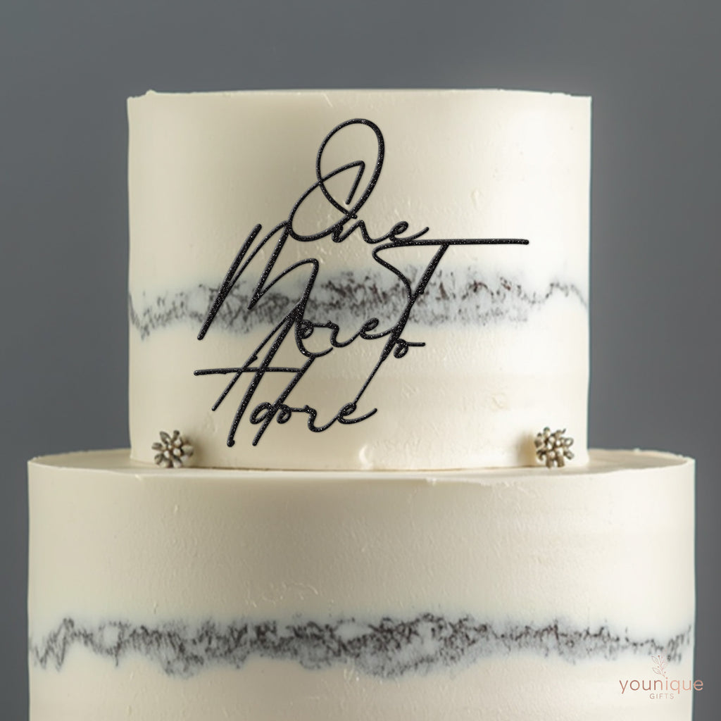One More to Adore Script Baby Shower Cake Topper - view 4
