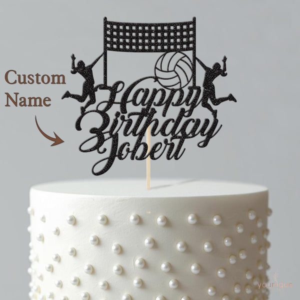 Personalised Volleyball Players & Net Birthday Cake Topper – Name - view 4