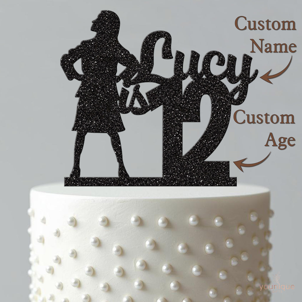Personalised Standing Girl Silhouette Cake Topper – Name & Age - view 4