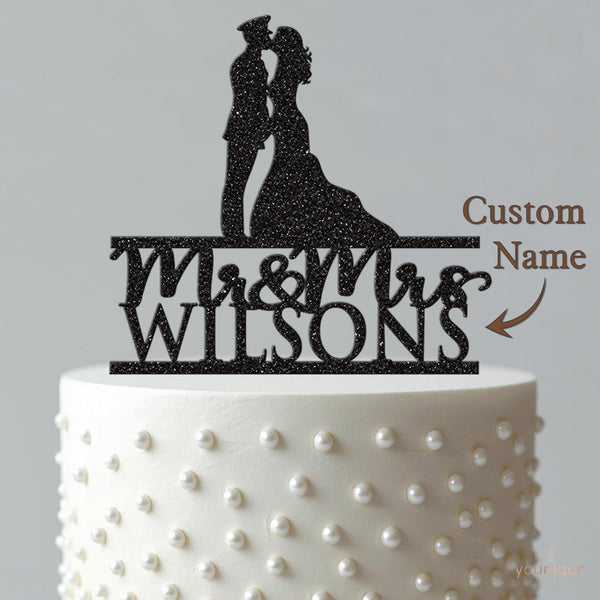 Personalised Uniformed Groom Wedding Cake Topper – Surname - view 4