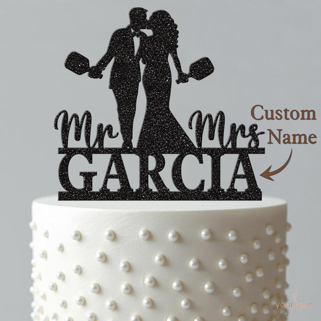 Personalised Table Tennis Couple Wedding Cake Topper – Surname - view 4