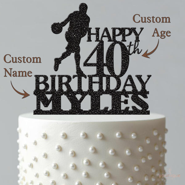 Personalised Dribbling Basketball Player Cake Topper – Name & Age - view 4