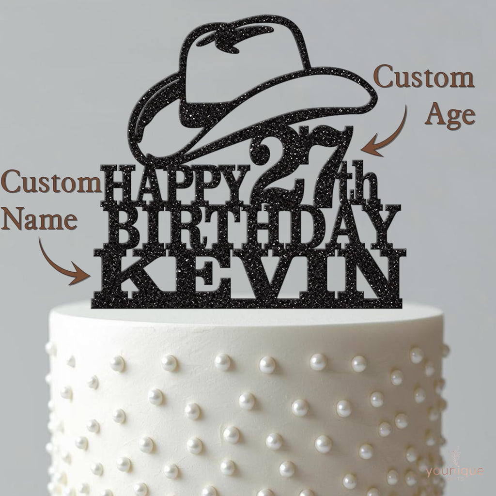 Personalised Cowboy Hat Cake Topper – Name & Age - view 4