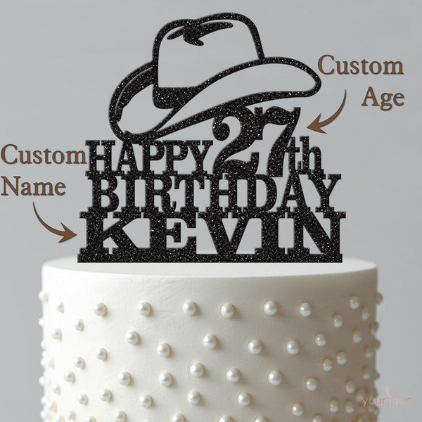 Personalised Cowboy Hat Cake Topper – Name & Age - view 4