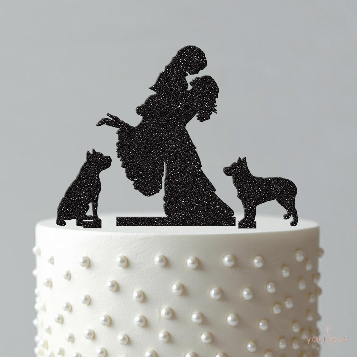 Two Brides with Two Dogs Wedding Cake Topper - view 4
