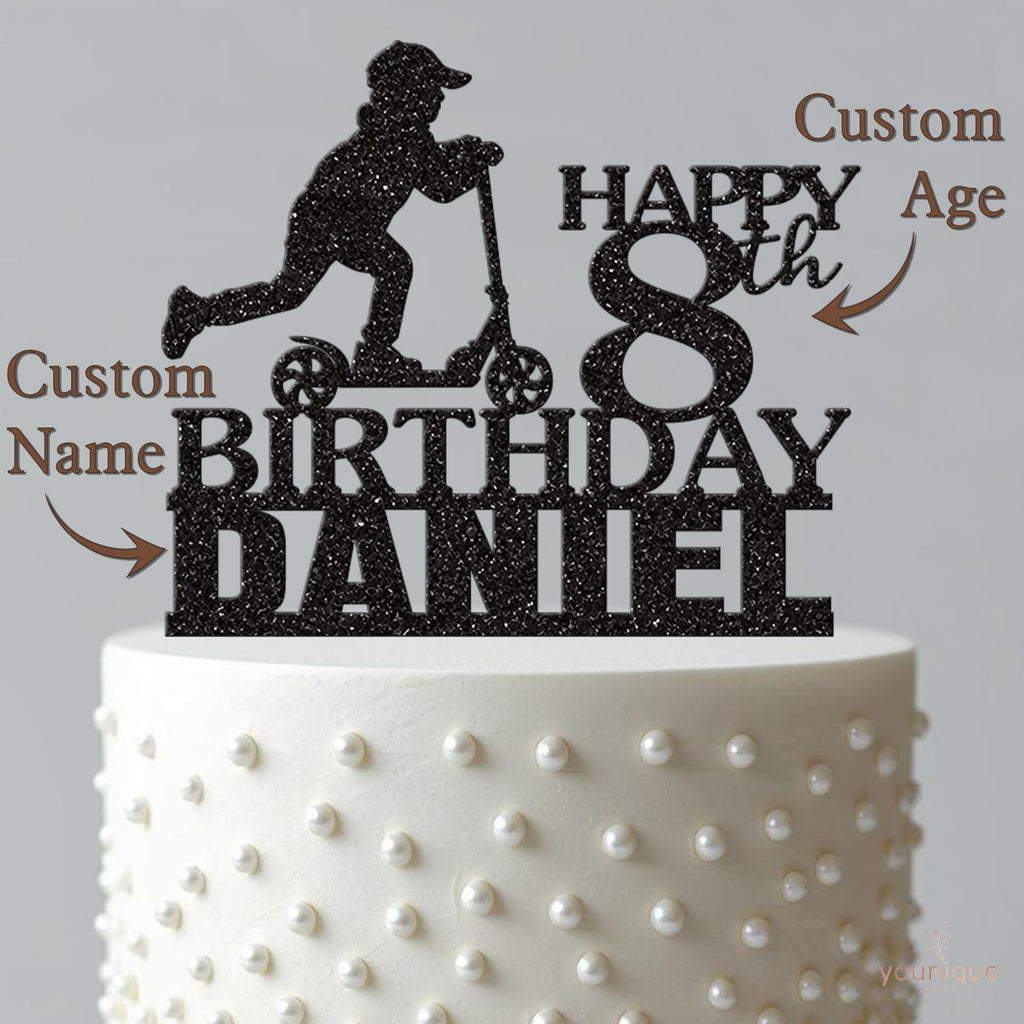 Personalised Kick Scooter Rider Cake Topper – Name & Age - view 4