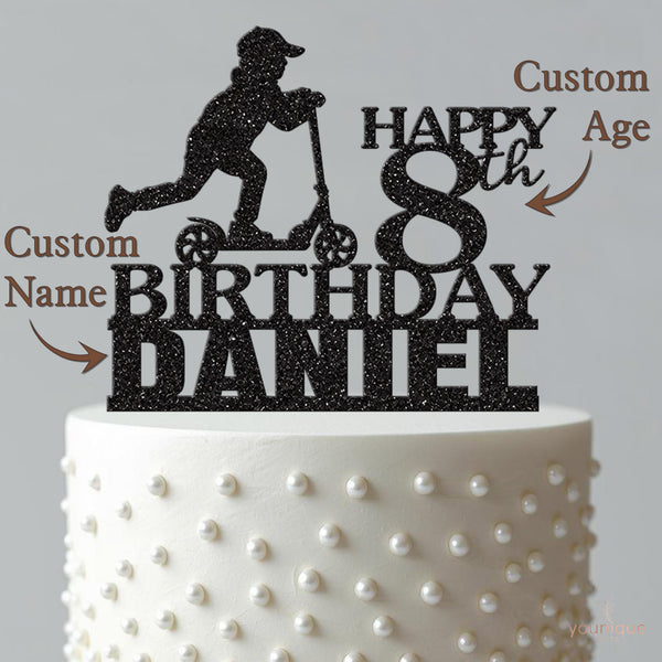 Personalised Kick Scooter Rider Cake Topper – Name & Age - view 4