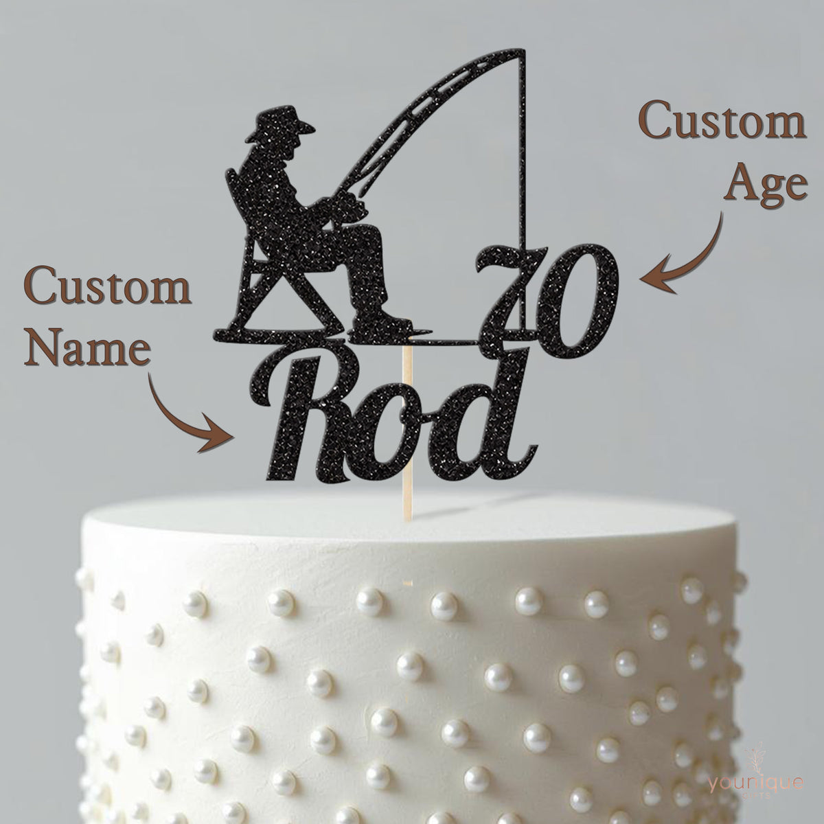 Personalised Seated Fisherman Cake Topper – Name & Age - view 4