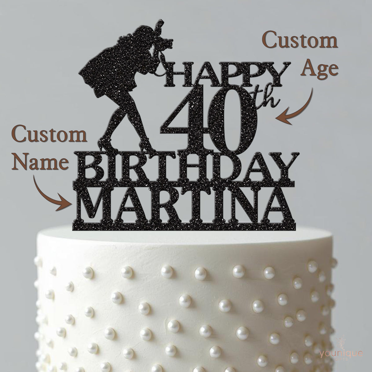 Personalised Female Photographer Cake Topper – Name & Age - view 4