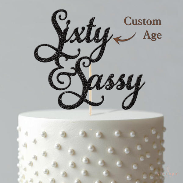 Sixty & Sassy Script 60th Birthday Cake Topper - view 4