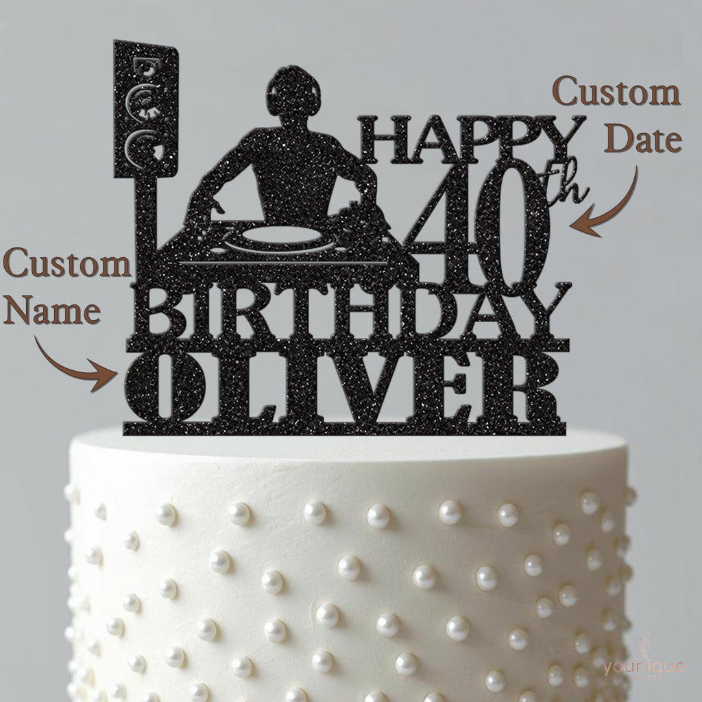 Personalised DJ and Speaker Cake Topper – Name & Age - view 4