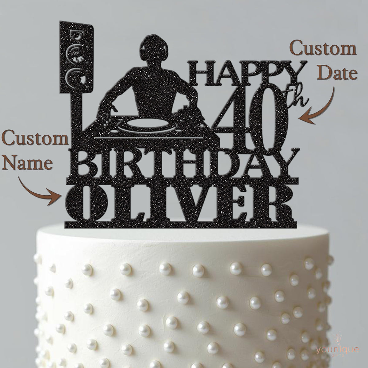 Personalised DJ and Speaker Cake Topper – Name & Age - view 4