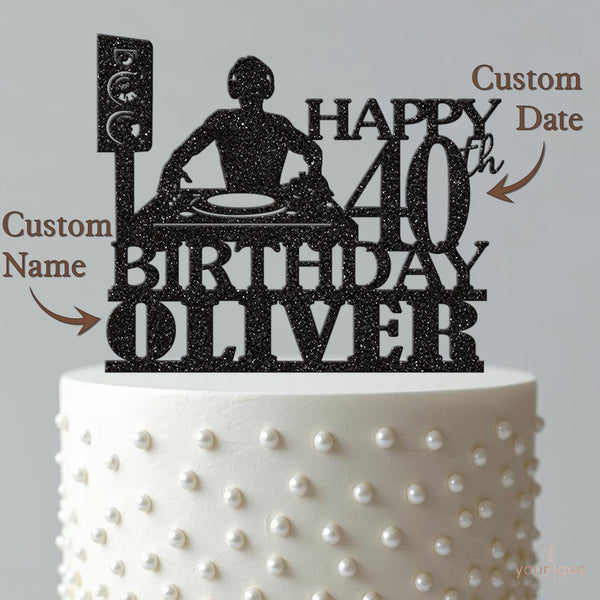 Personalised DJ and Speaker Cake Topper – Name & Age - view 4