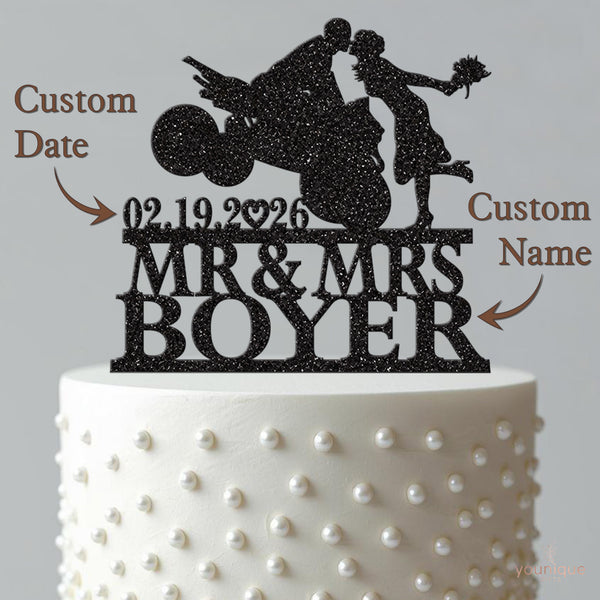 Personalised Quad Bike Wedding Cake Topper – Surname & Date - view 4