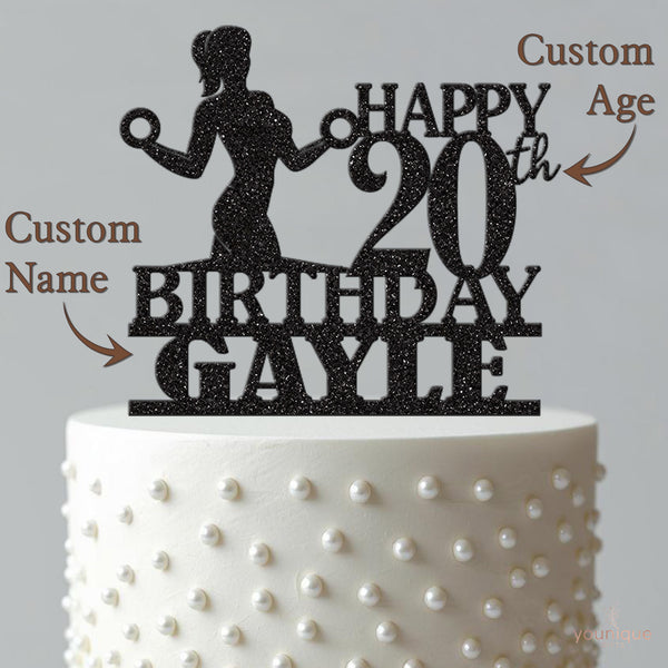 Personalised Female Fitness Cake Topper – Name & Age - view 4