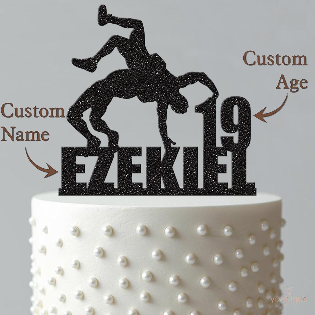 Personalised Wrestling Throw Cake Topper – Name & Age - view 4